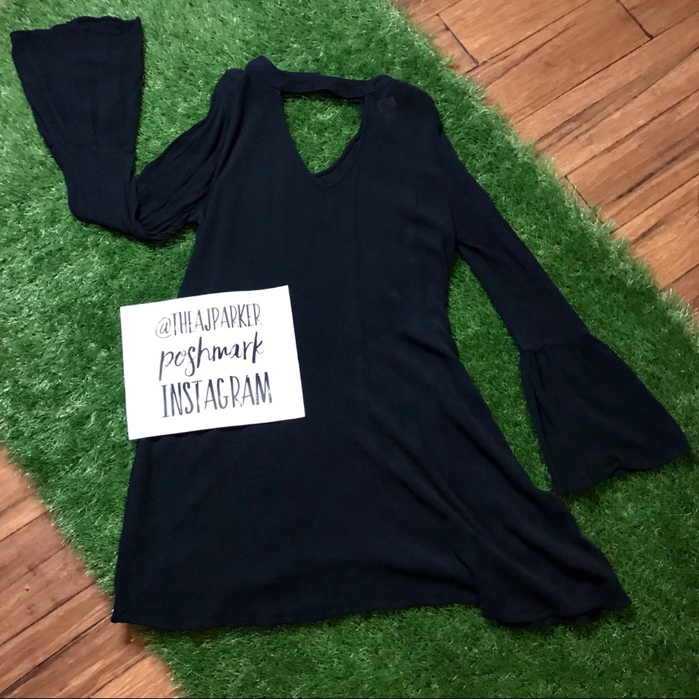 Flowy Mossimo Black Bell Sleeve Tunic Dress Target